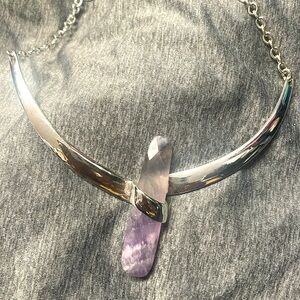 Silver, amethyst, necklace. Robert Lee Morris is the designer